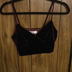 Dark purple velvet crop top